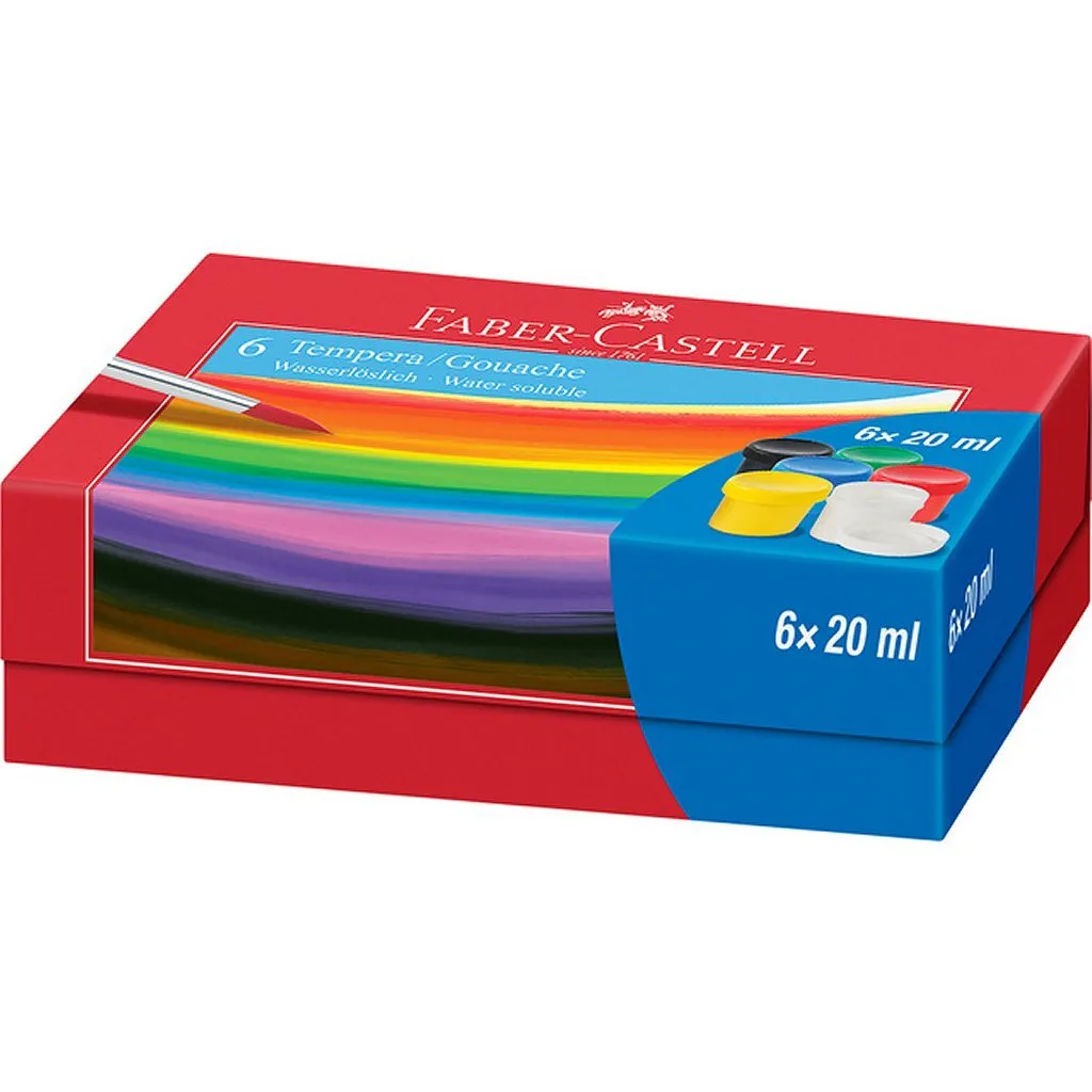 FABER CASTELL FC121040 TEMPERAGOUACHE VERF 6 KLEUREN