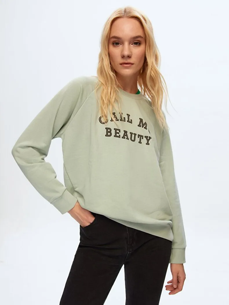Print With Print Loose Fit Groen Sweatshirt