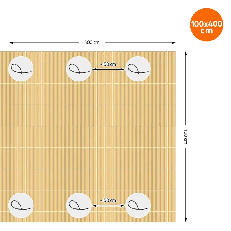 PRIVACYSCHERM MAT 100X400 CM PRIVACY HEK WINDSCHERM BALKONSCHERM PVC BAMBOE UVBESTENDIG